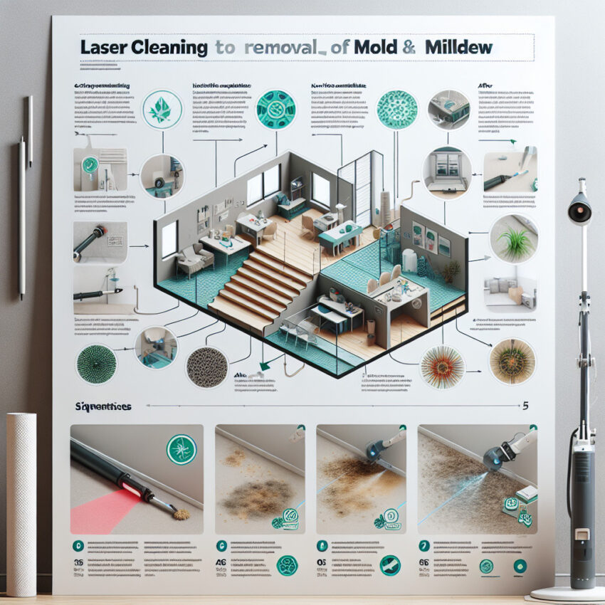 Laser cleaning for removing mold and mildew from surfaces